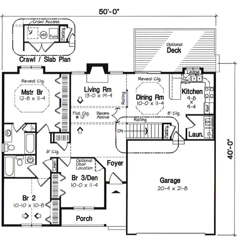 Floor Plan First Story of Ranch Plan #131-1140