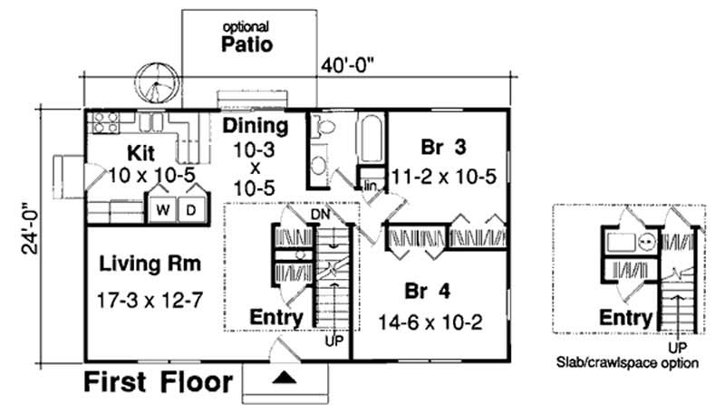 Floor Plan First Story of Cape Cod Plan #131-1143