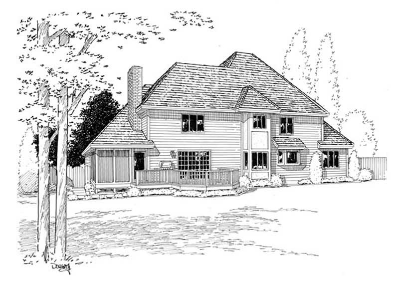 Home Plan Rear Elevation of this 4-Bedroom,2710 Sq Ft Plan -131-1144