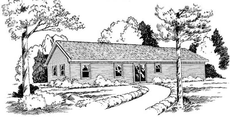 Home Plan Rear Elevation of this 3-Bedroom,1400 Sq Ft Plan -131-1148