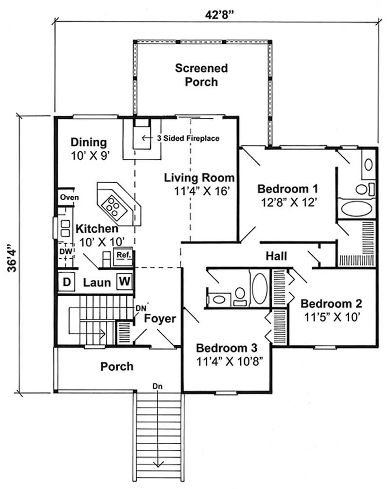 Floor Plan First Story of Coastal Plan #131-1156
