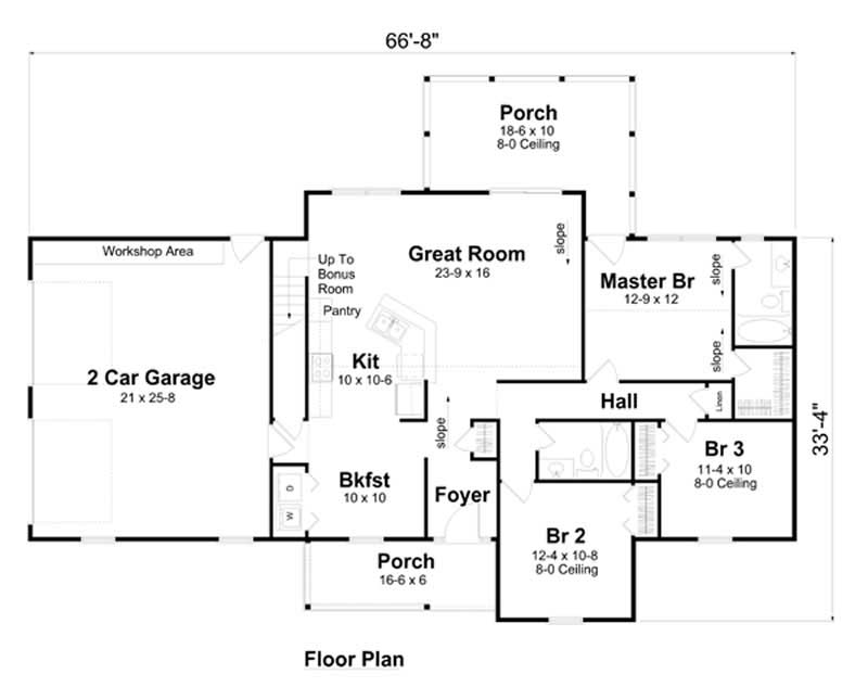 Floor Plan First Story of Country Plan #131-1157