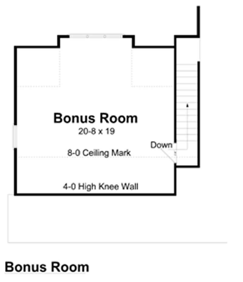 Floor Plan Bonus Room of Country Plan #131-1157
