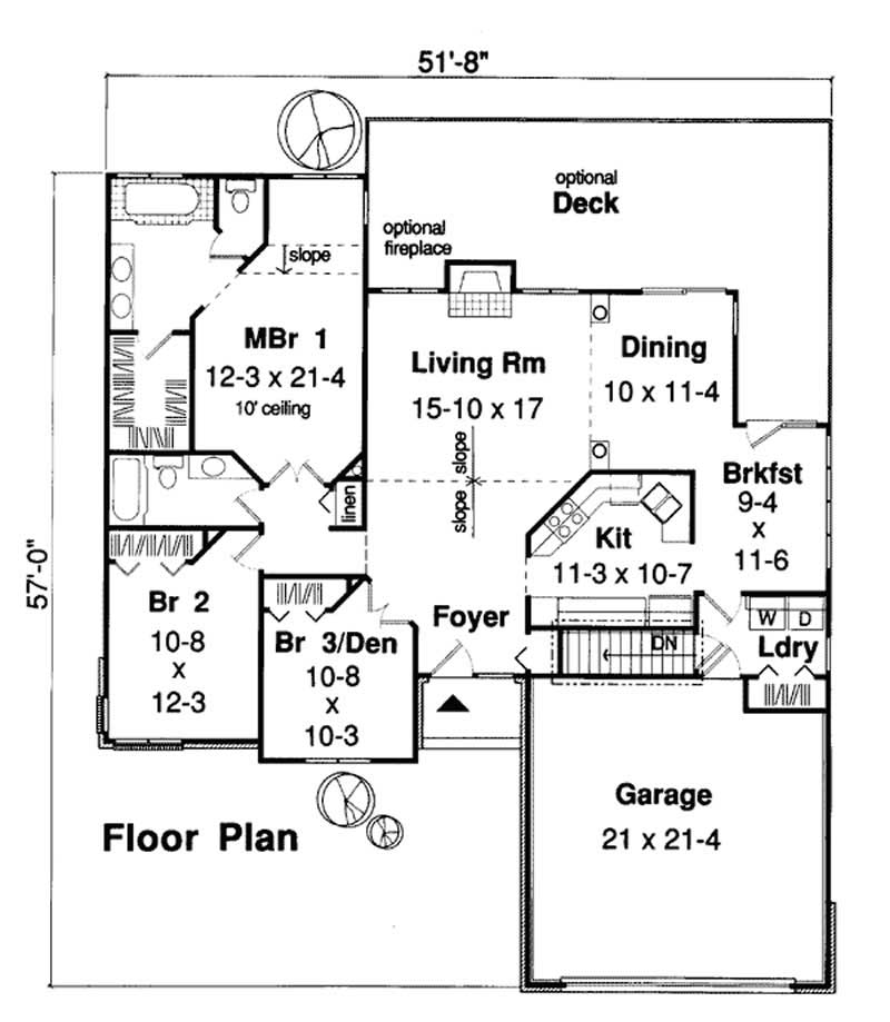 Floor Plan First Story of Country Plan #131-1160