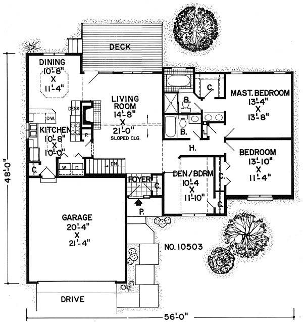 Floor Plan First Story of Country Plan #131-1162