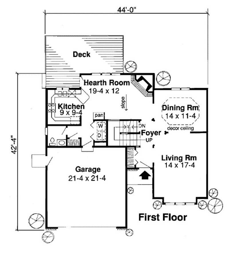 Floor Plan First Story of Traditional Plan #131-1164