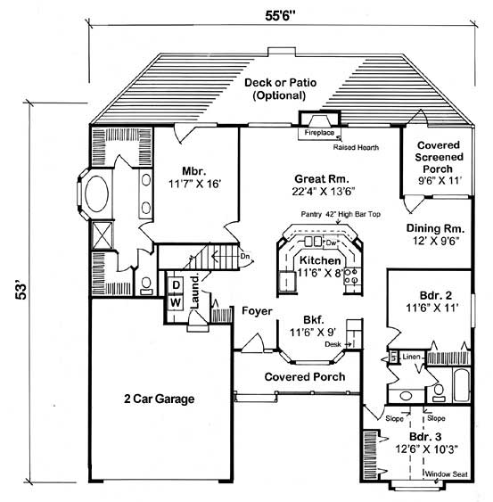 Floor Plan First Story of Country Plan #131-1165