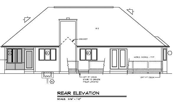 Home Plan Rear Elevation of this 3-Bedroom,1837 Sq Ft Plan -131-1165