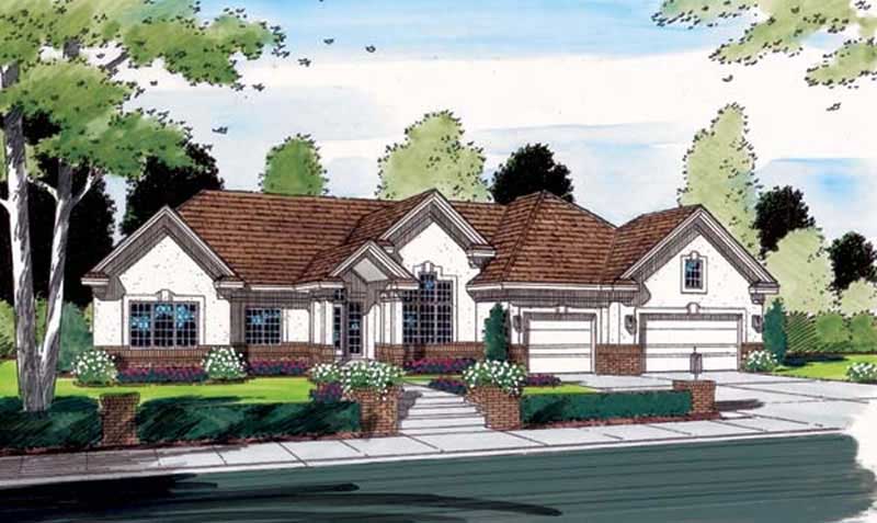 Home Plan Front Elevation of this 4-Bedroom,4064 Sq Ft Plan -131-1166