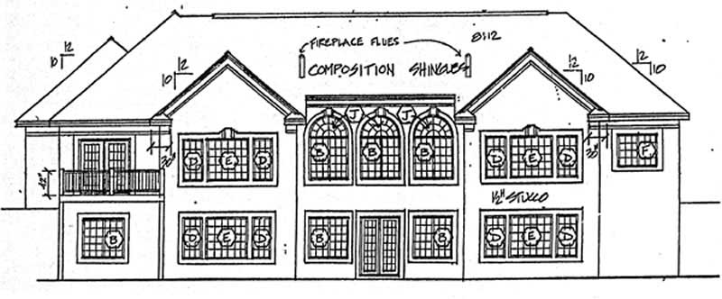 Home Plan Rear Elevation of this 4-Bedroom,4064 Sq Ft Plan -131-1166