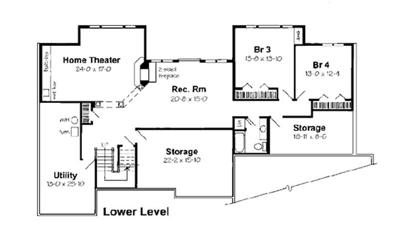 Floor Plan Basement of Contemporary Plan #131-1166