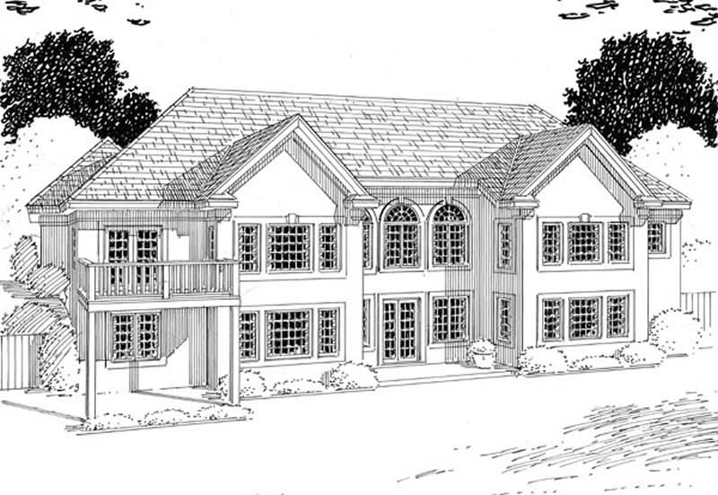 Home Plan Rear Elevation of this 4-Bedroom,4064 Sq Ft Plan -131-1166