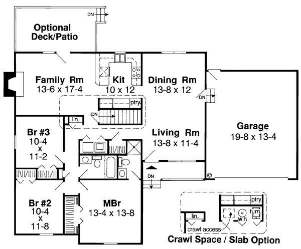 Floor Plan First Story of Ranch Plan #131-1168