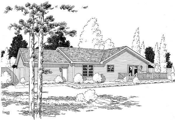 Home Plan Rear Elevation of this 3-Bedroom,1484 Sq Ft Plan -131-1168