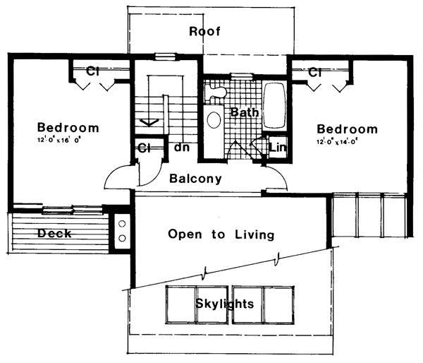 Floor Plan Second Story of Contemporary Plan #131-1172