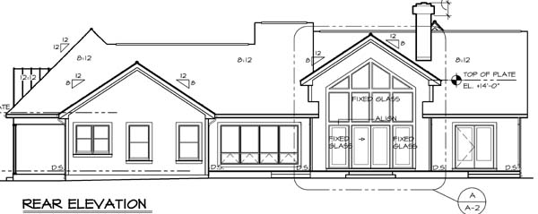 Home Plan Rear Elevation of this 3-Bedroom,2407 Sq Ft Plan -131-1174
