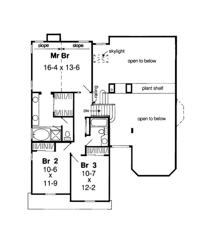 Floor Plan Second Story of Ranch Plan #131-1176