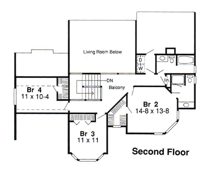 Floor Plan Second Story of Farmhouse Plan #131-1177