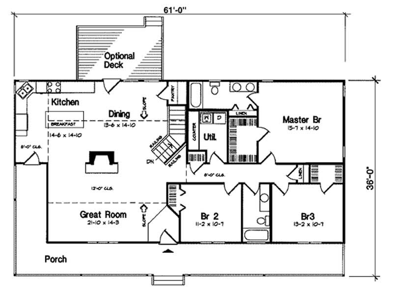 Floor Plan First Story of Country Plan #131-1179