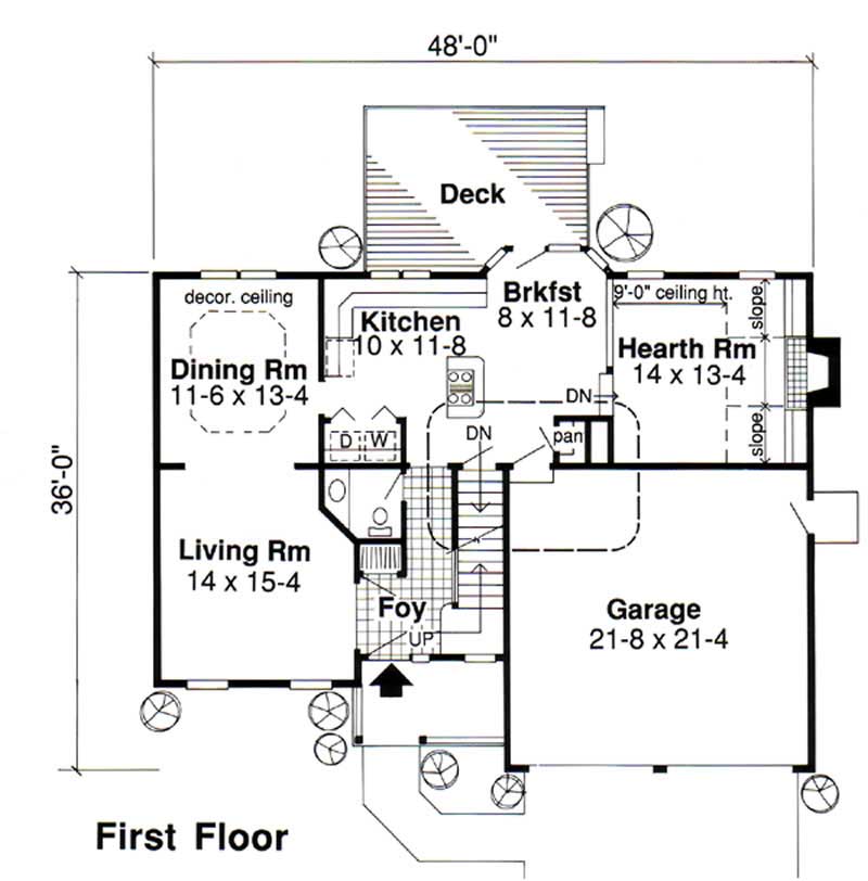 Floor Plan First Story of Country Plan #131-1181