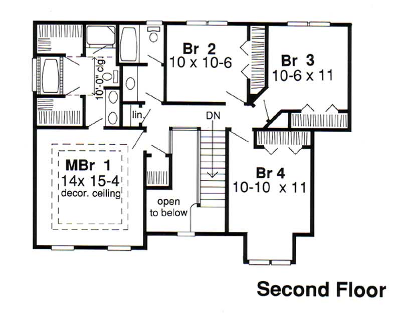 Floor Plan Second Story of Country Plan #131-1181