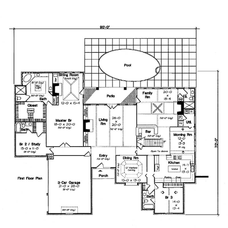 Floor Plan First Story of European Plan #131-1182