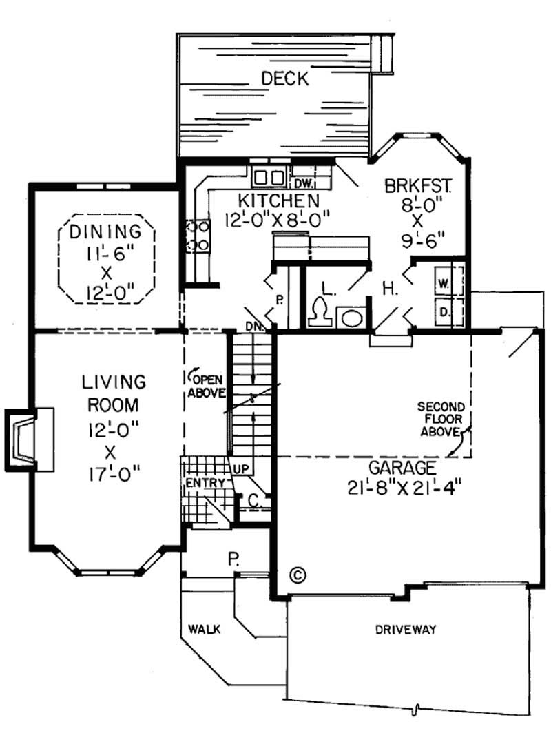 Floor Plan First Story of Small House Plans #131-1183