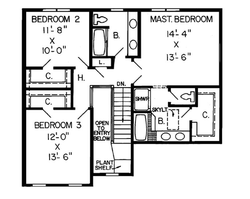 Floor Plan Second Story of Small House Plans #131-1183