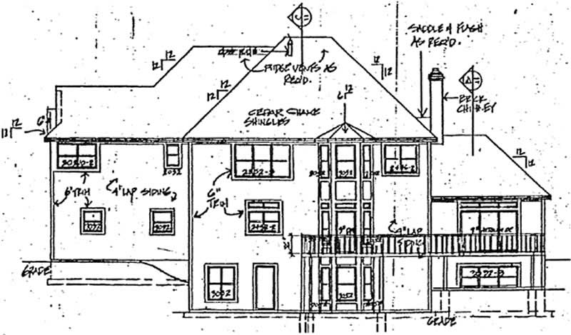 Home Plan Rear Elevation of this 4-Bedroom,4217 Sq Ft Plan -131-1184