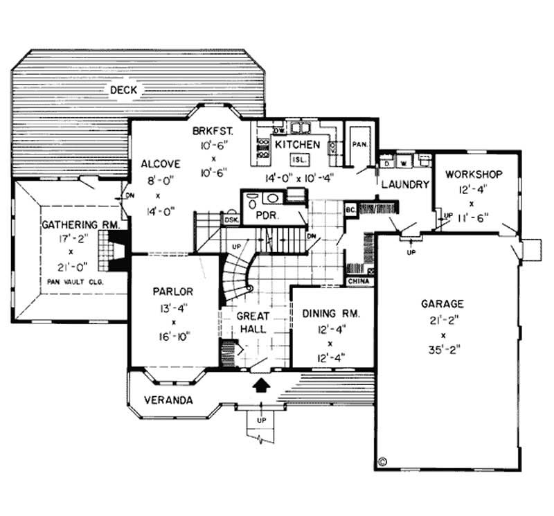 Floor Plan First Story of Country Plan #131-1184