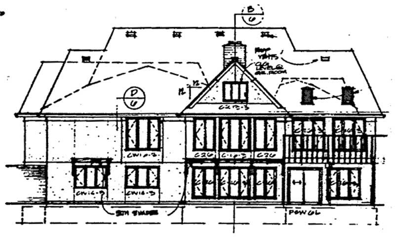Home Plan Rear Elevation of this 4-Bedroom,3409 Sq Ft Plan -131-1189
