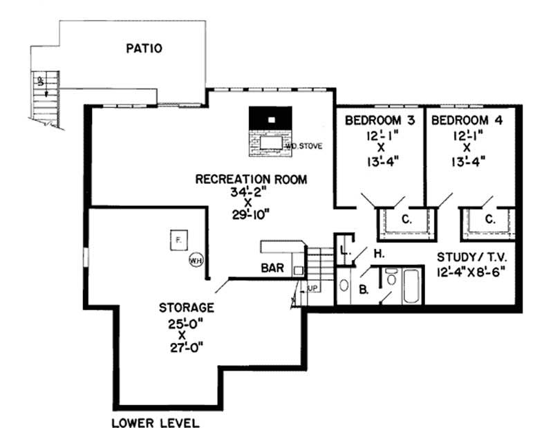 Floor Plan Basement of Mediterranean Plan #131-1189