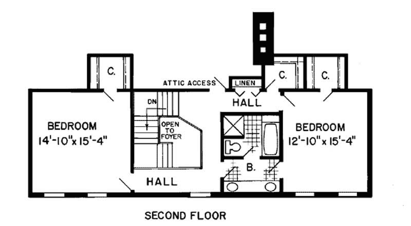 Floor Plan Second Story of Traditional Plan #131-1192