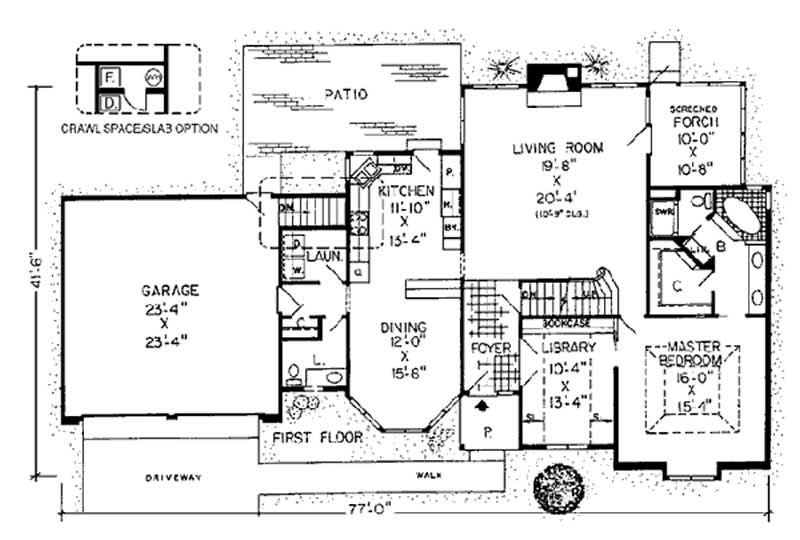 Floor Plan First Story of European Plan #131-1194