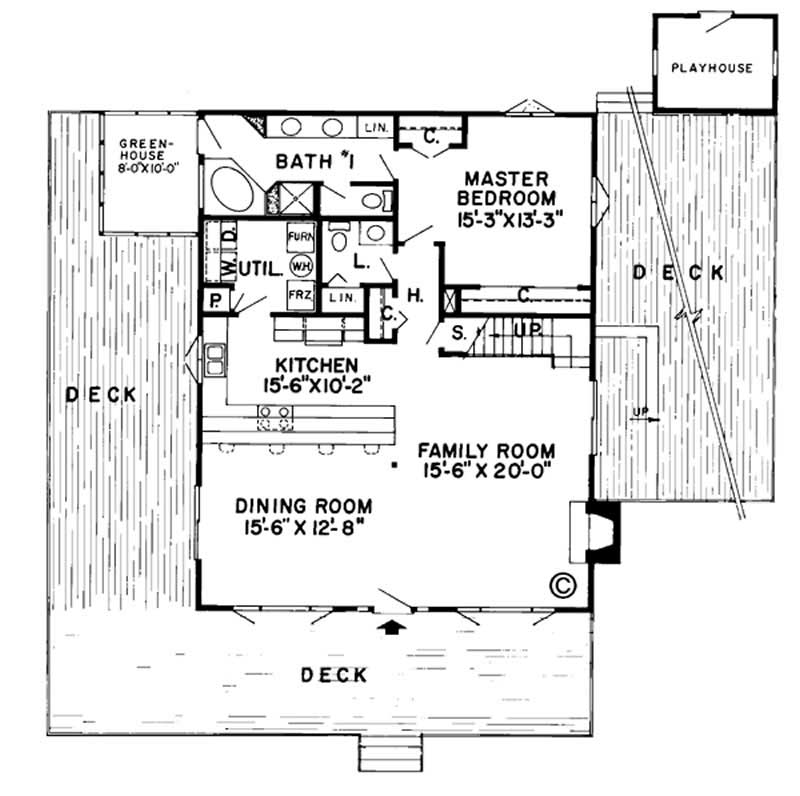 Floor Plan First Story of Vacation Homes Plan #131-1195