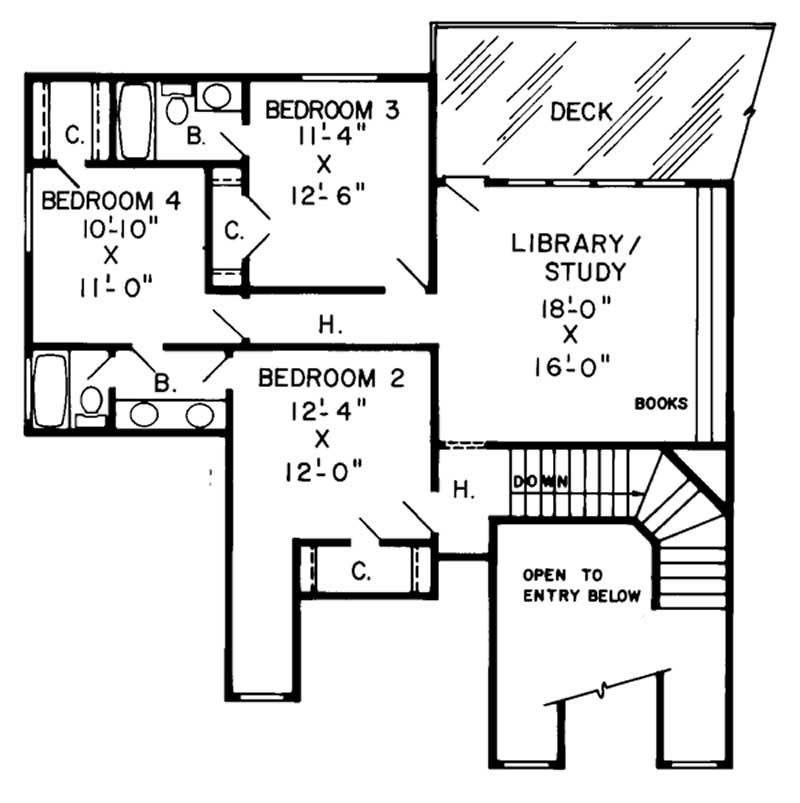 Floor Plan Second Story of Cape Cod Plan #131-1196