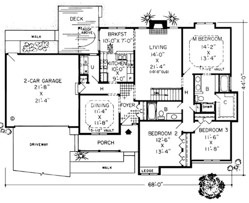 Floor Plan First Story of Contemporary Plan #131-1198