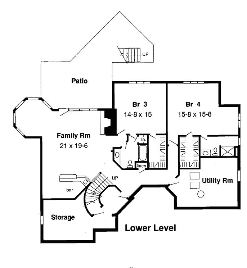 Floor Plan Basement of Contemporary Plan #131-1202