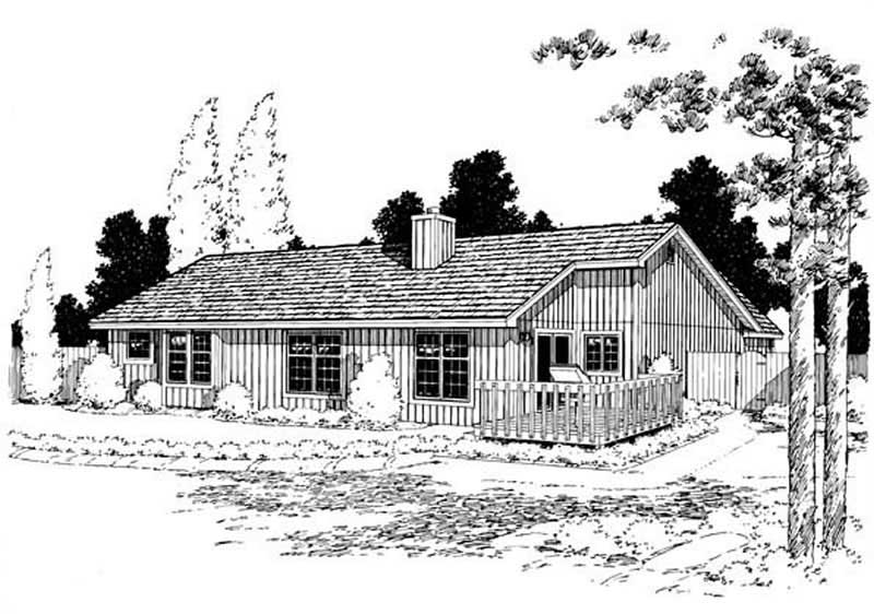 Home Plan Rear Elevation of this 3-Bedroom,1456 Sq Ft Plan -131-1203