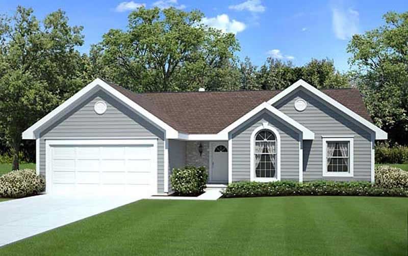 Front elevation of Ranch home (ThePlanCollection: House Plan #131-1203)
