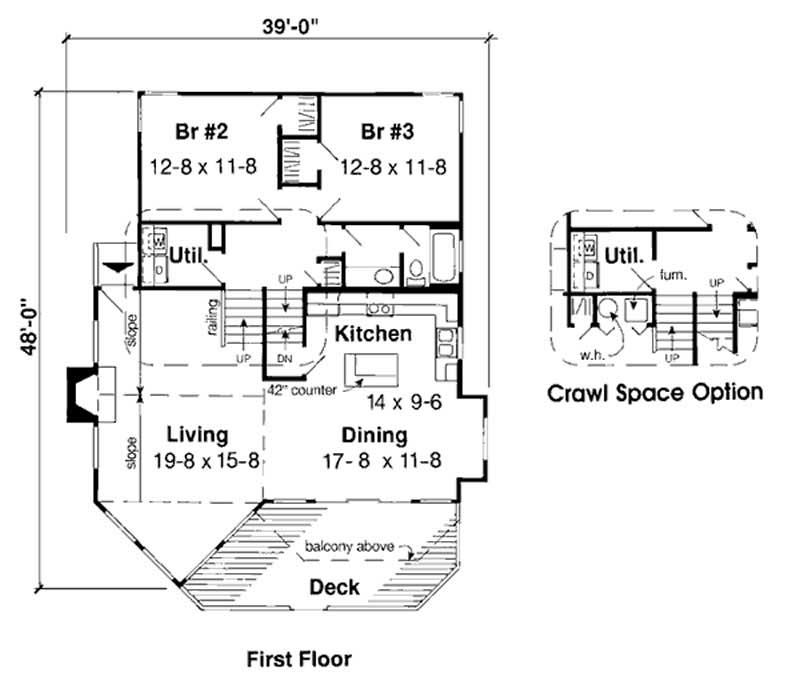 Floor Plan First Story of Vacation Homes Plan #131-1204