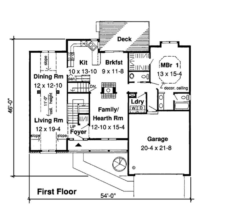 Floor Plan First Story of Country Plan #131-1205