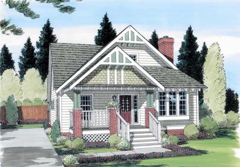 Front elevation of Ranch home (ThePlanCollection: House Plan #131-1208)