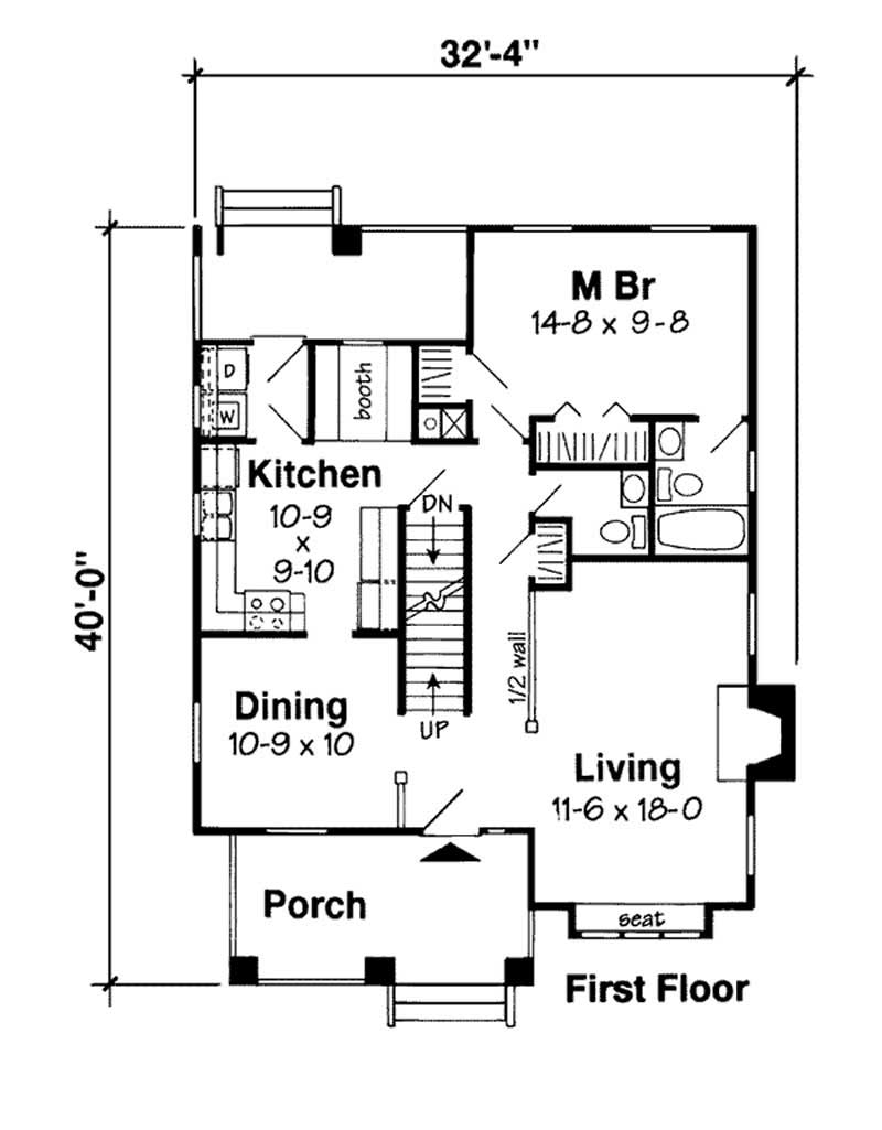 Floor Plan First Story of Ranch Plan #131-1208