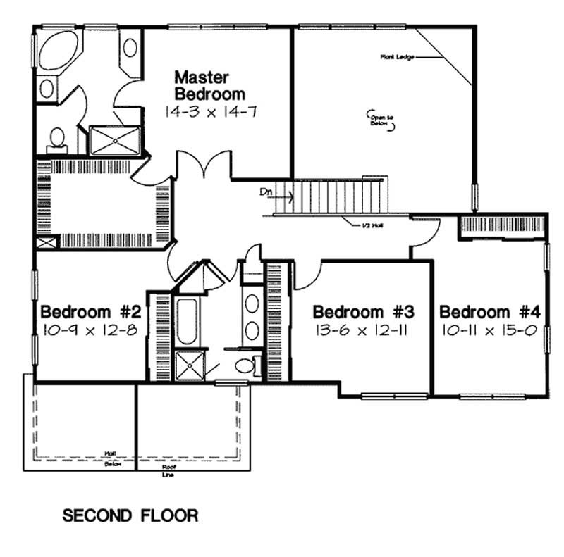 Floor Plan Second Story of Country Plan #131-1211