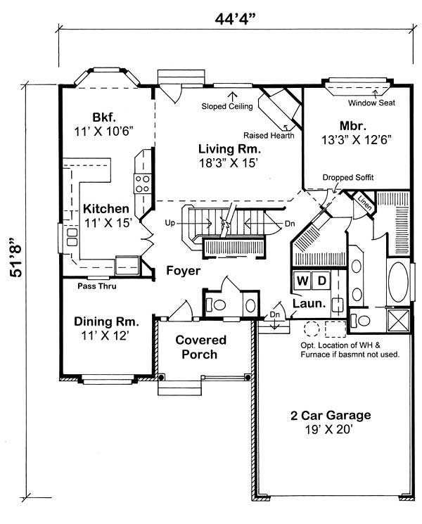Floor Plan First Story of Colonial Plan #131-1212