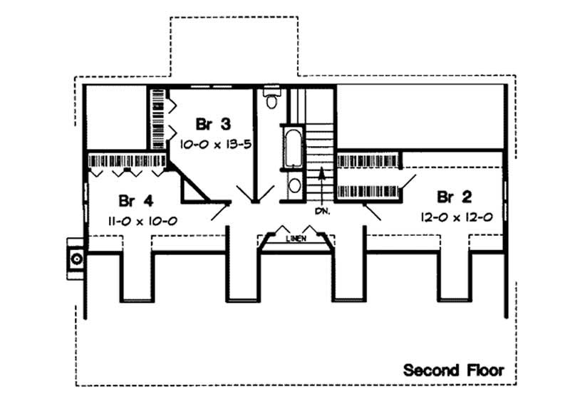 Floor Plan Second Story of Cape Cod Plan #131-1213