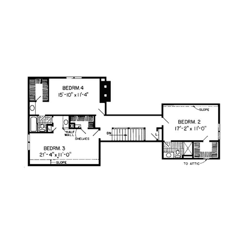 Floor Plan Second Story of European Plan #131-1214