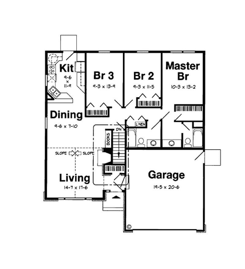 Floor Plan First Story of Ranch Plan #131-1216