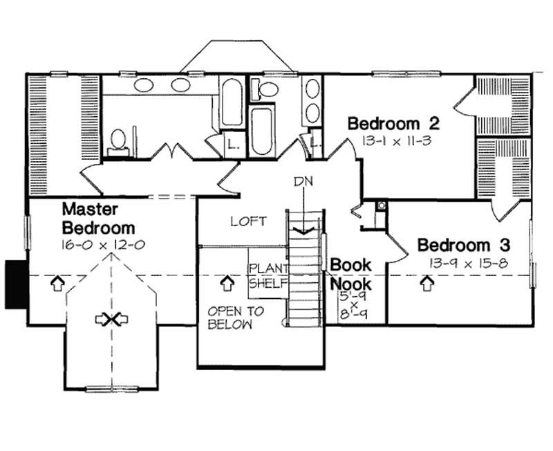 Floor Plan Second Story of Colonial Plan #131-1217